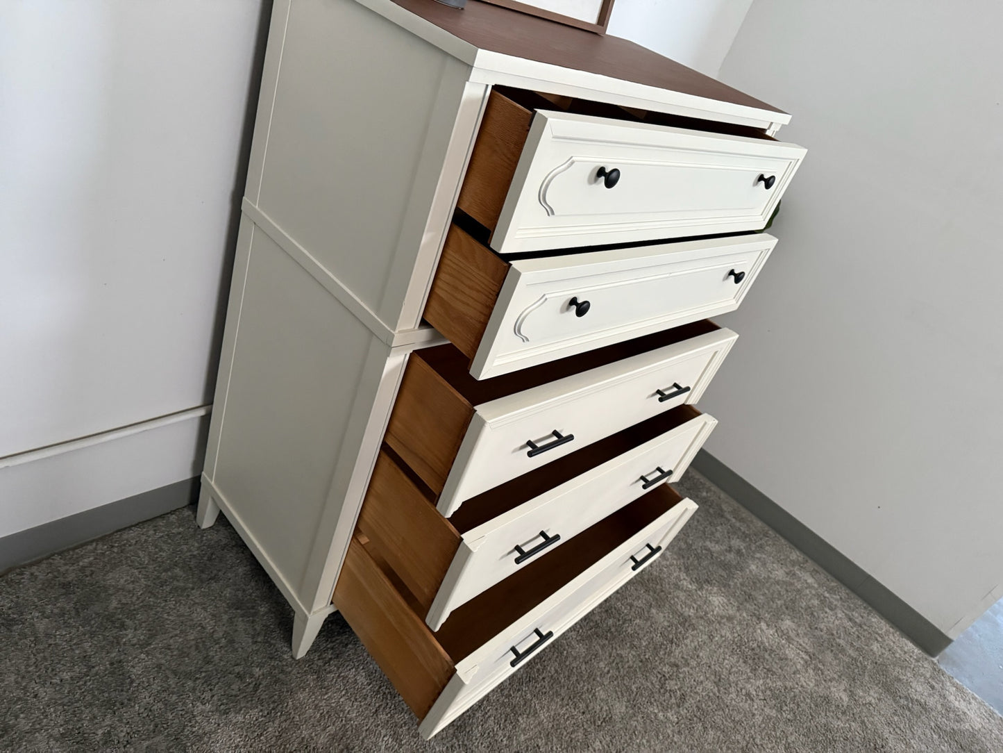Vintage White Tall Chest of Drawers