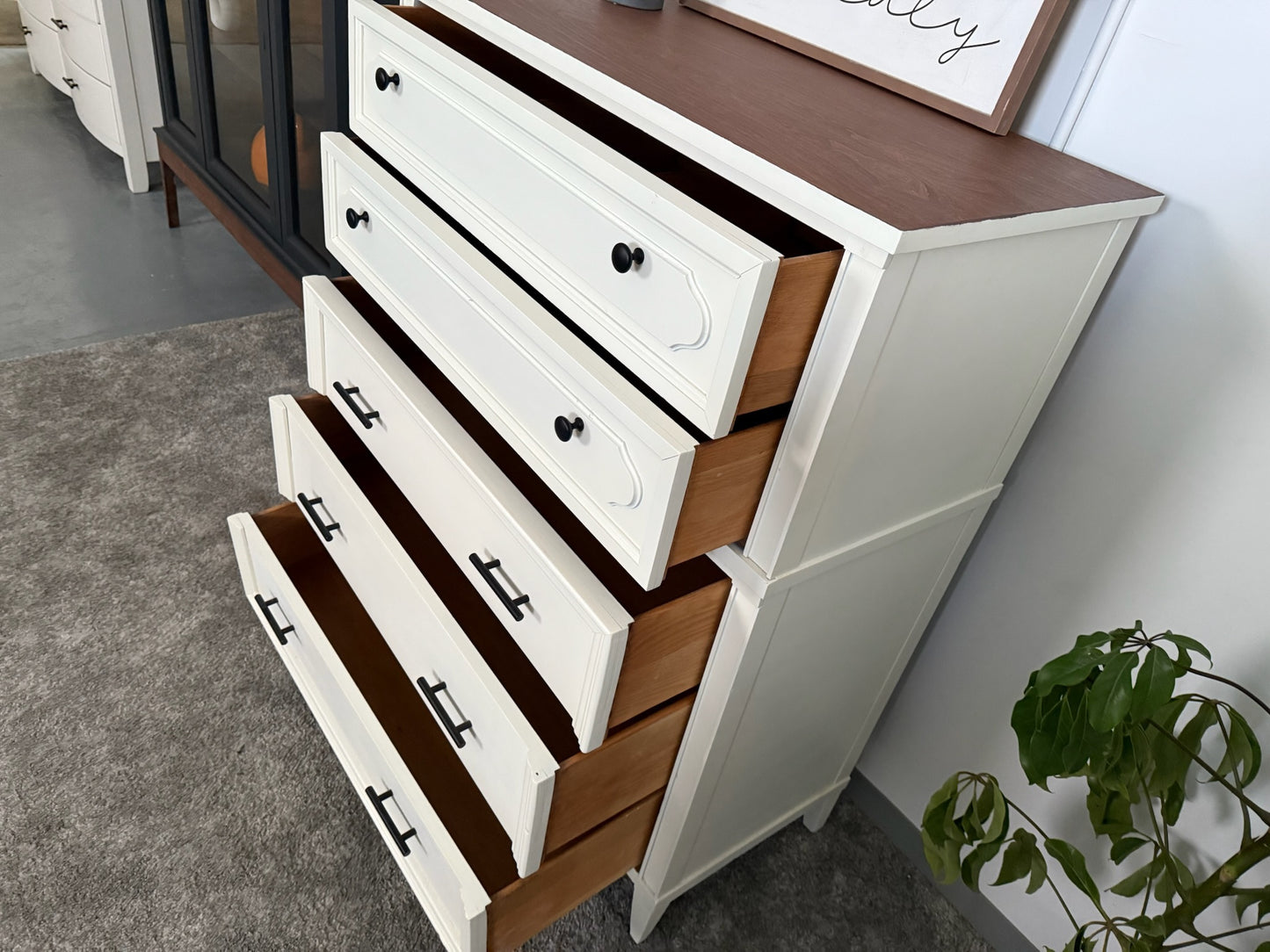 Vintage White Tall Chest of Drawers