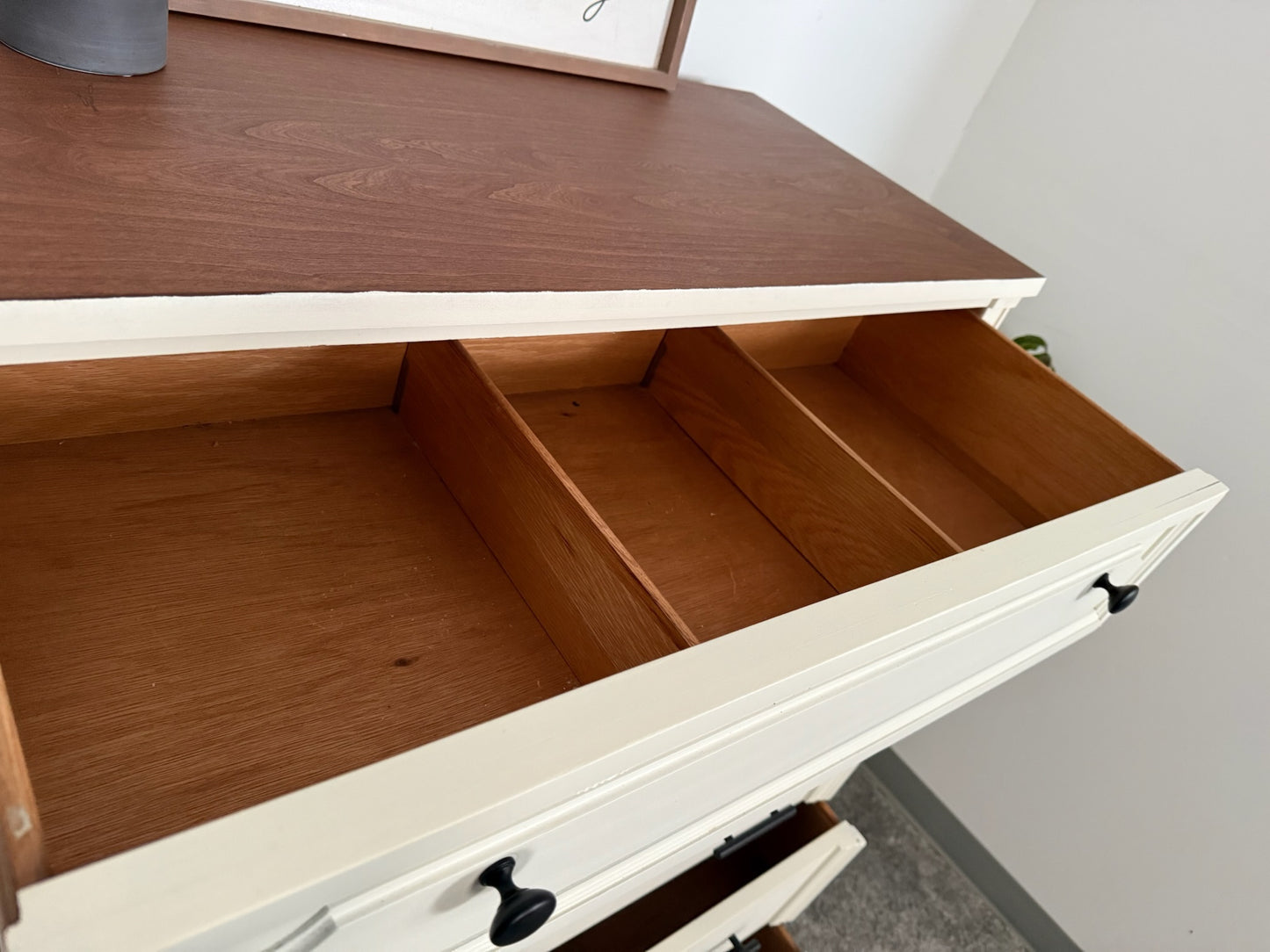 Vintage White Tall Chest of Drawers