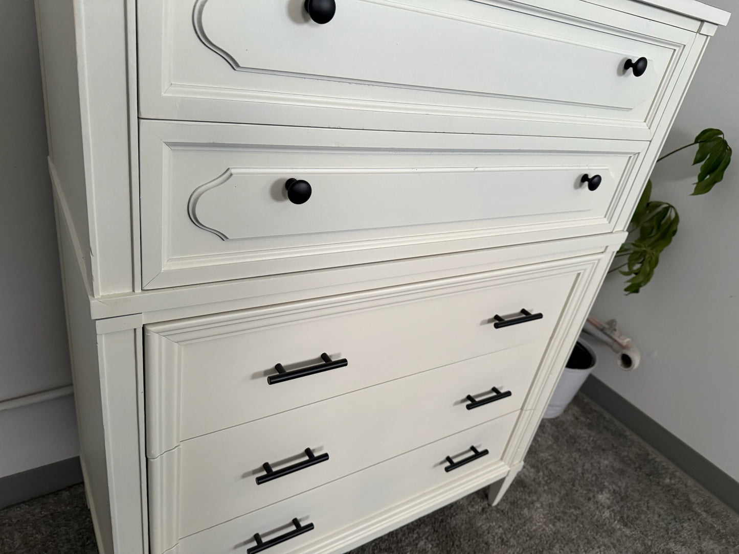 Vintage White Tall Chest of Drawers