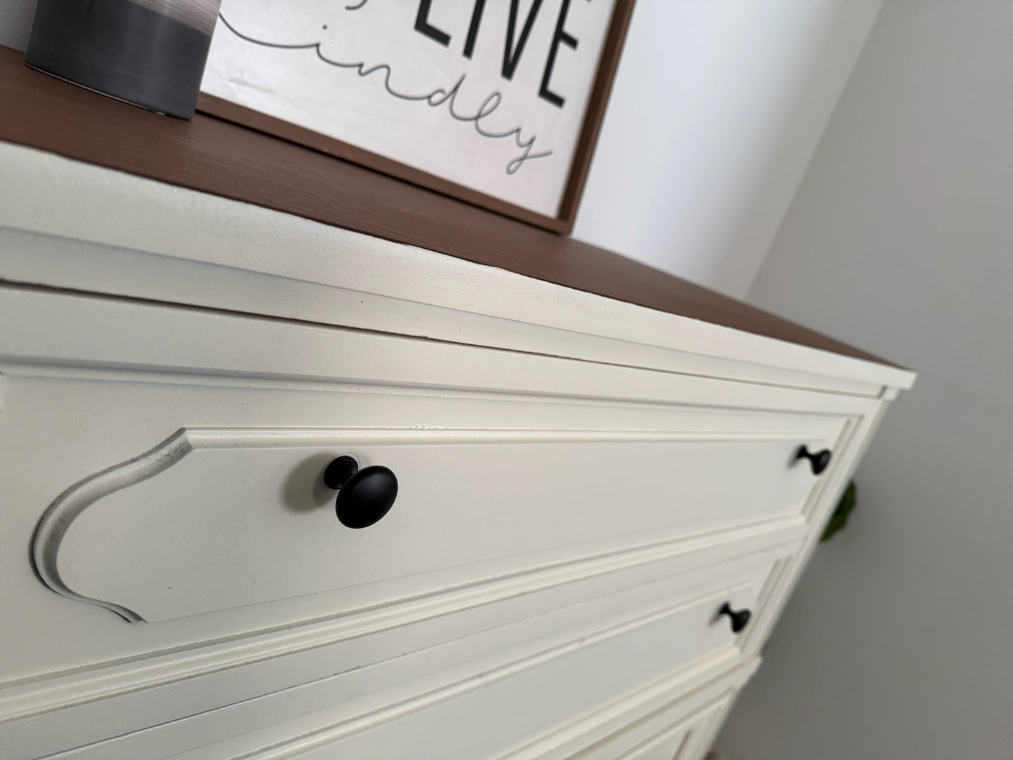 Vintage White Tall Chest of Drawers