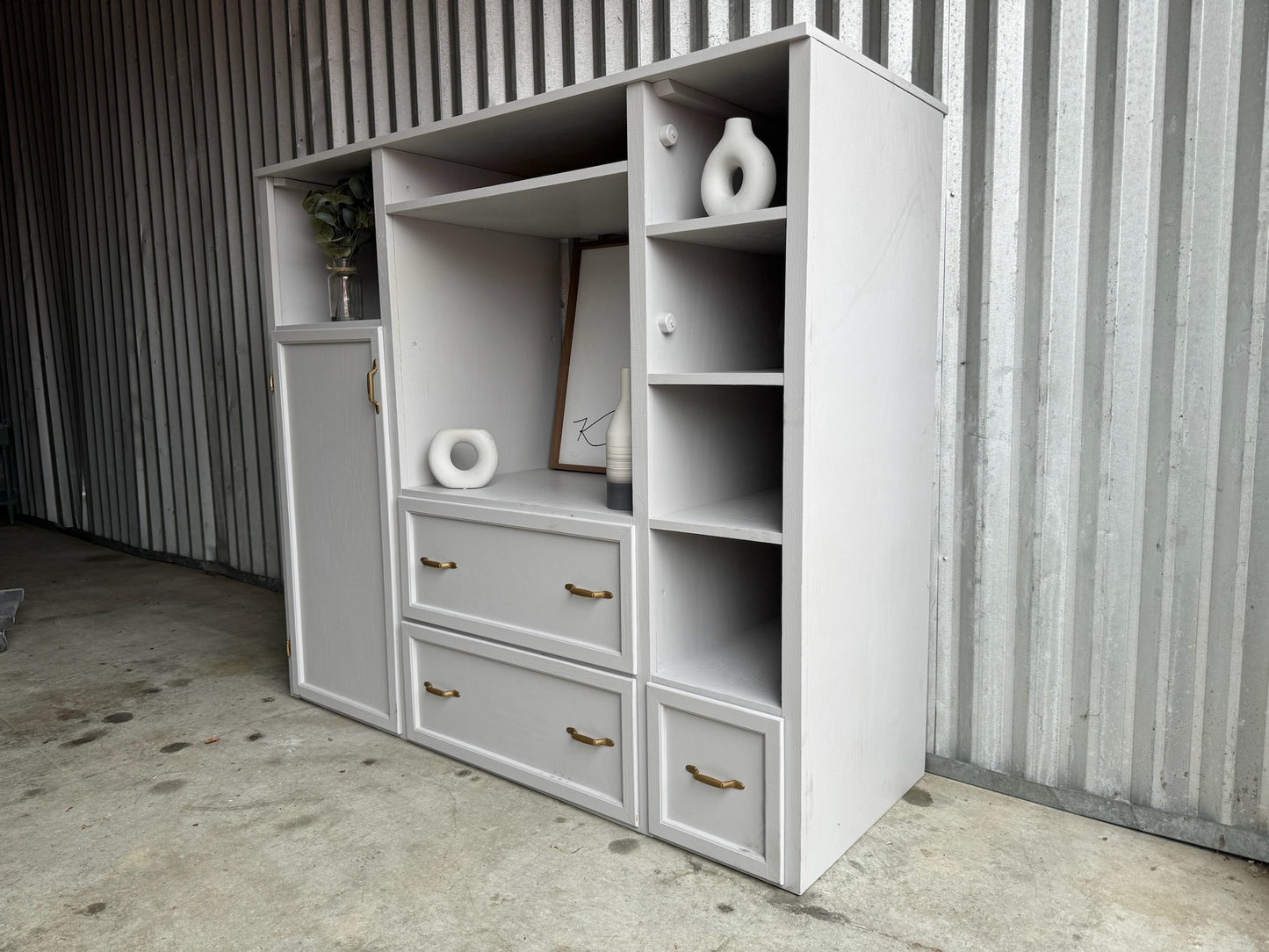 Gray Bookshelf/ Media Center