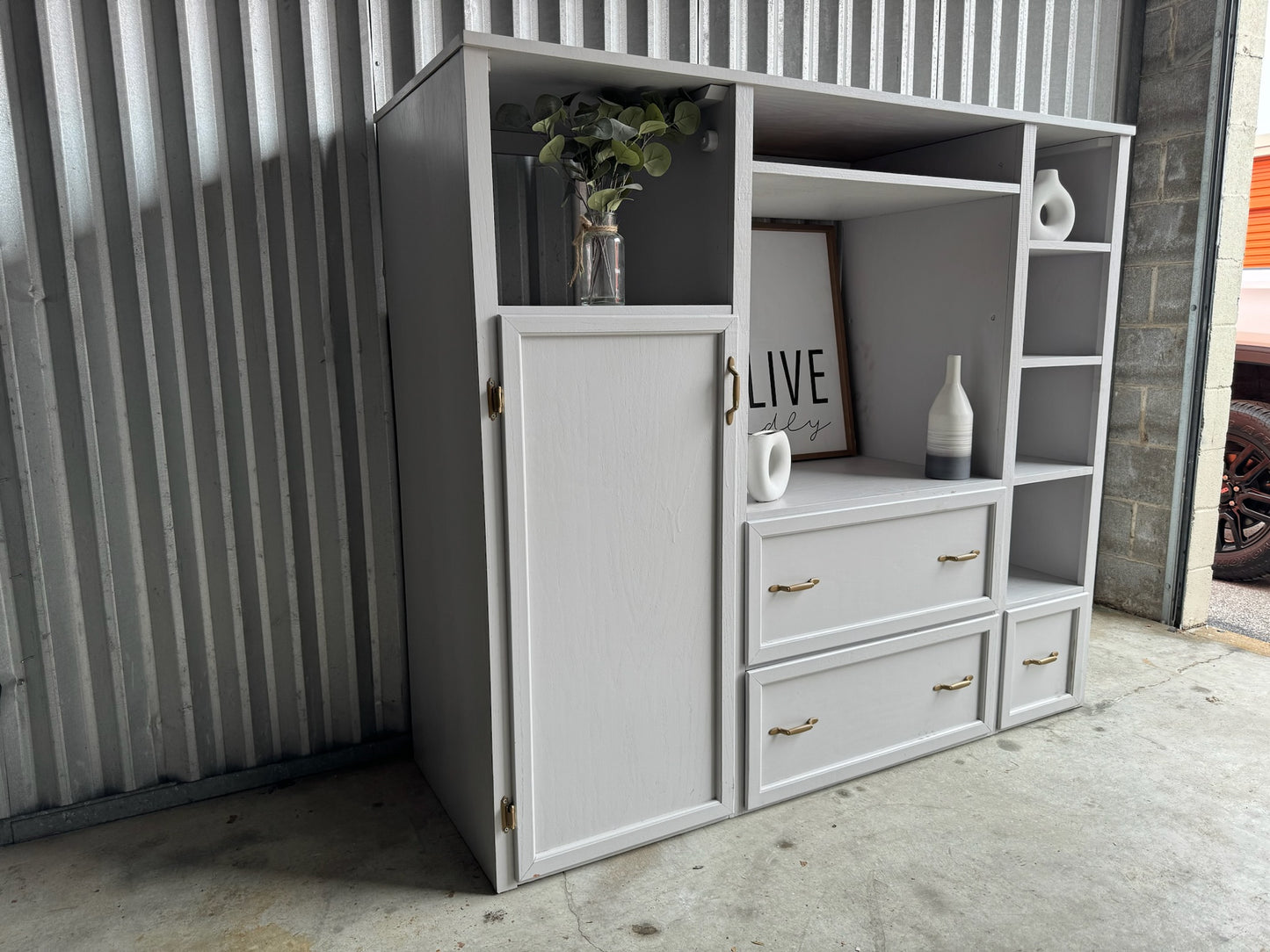 Gray Bookshelf/ Media Center