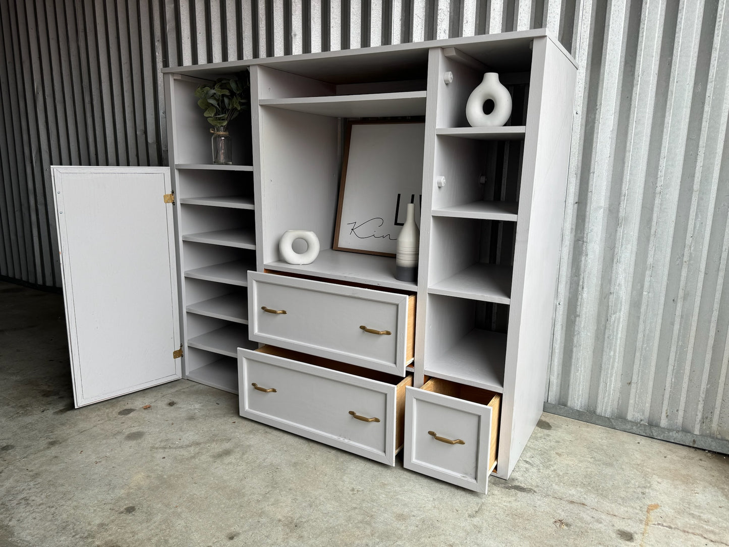 Gray Bookshelf/ Media Center