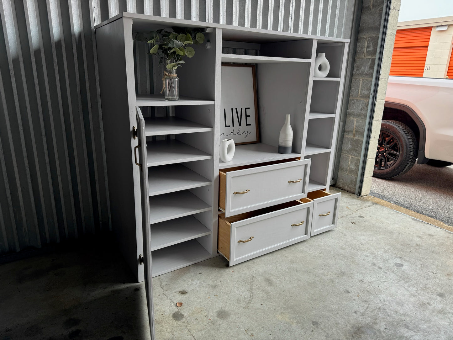 Gray Bookshelf/ Media Center