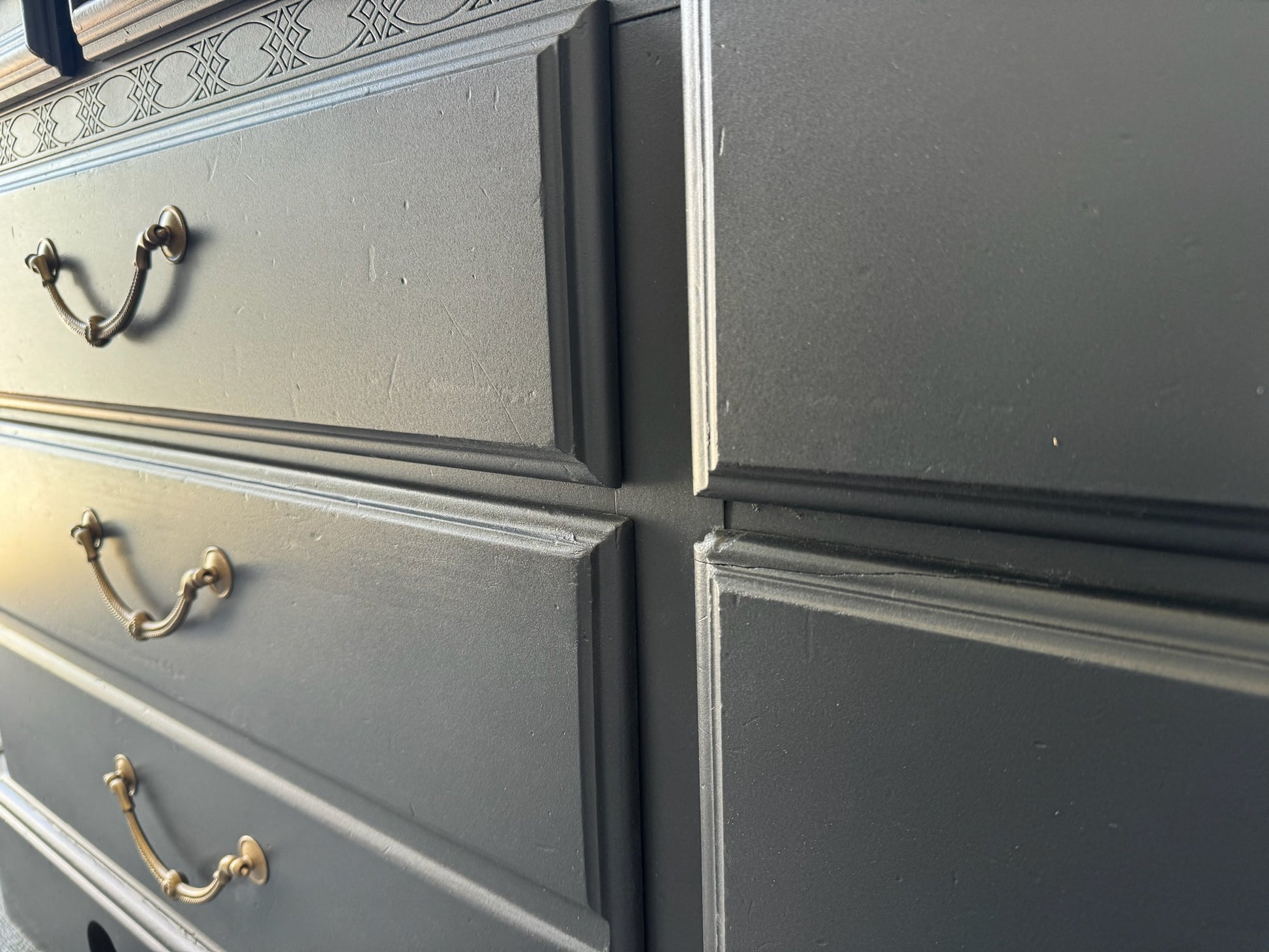 Black Dresser with Wood Top (Delivery Available) – VillelasCo Furniture