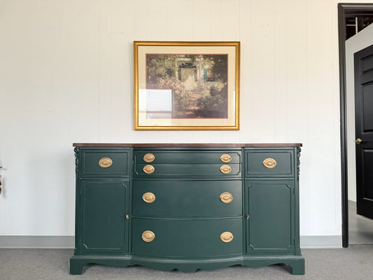 Deep Green Buffet with Walnut