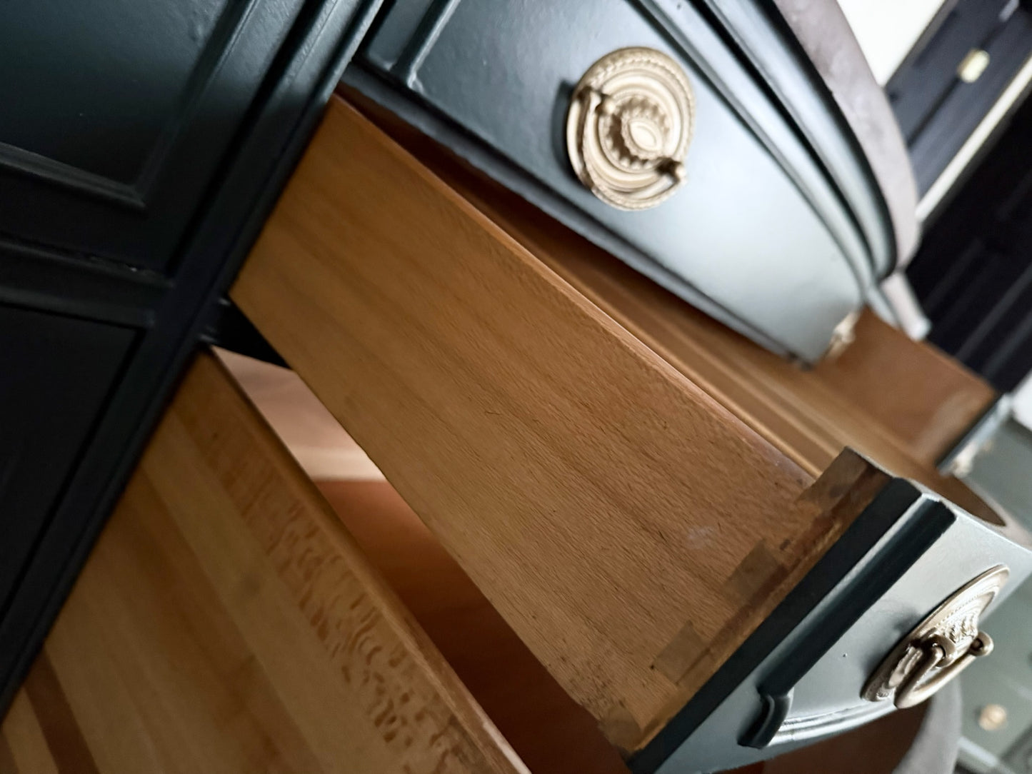 Deep Green Buffet with Walnut