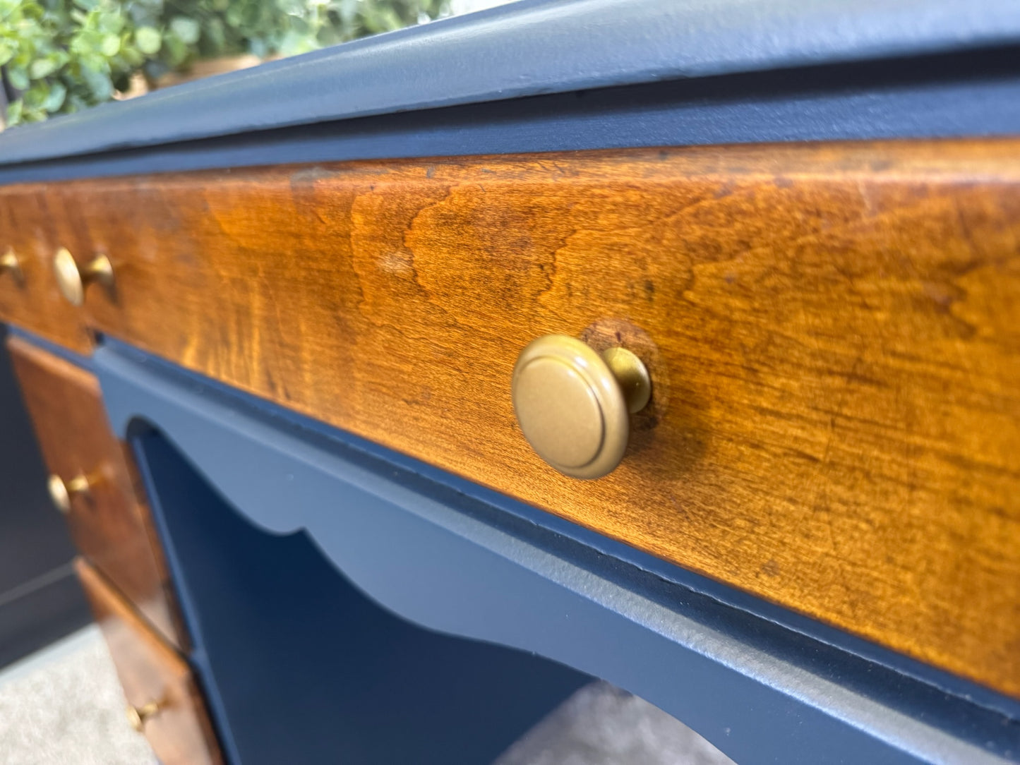 Navy Blue and Walnut Desk