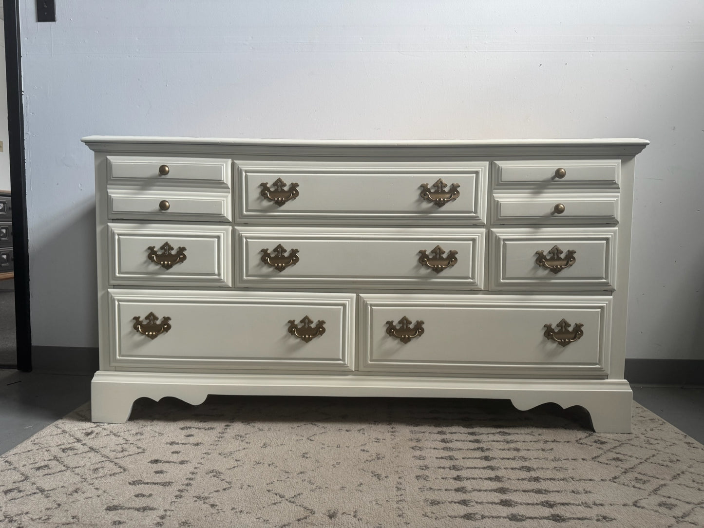 White Vintage Dresser with Wood Top