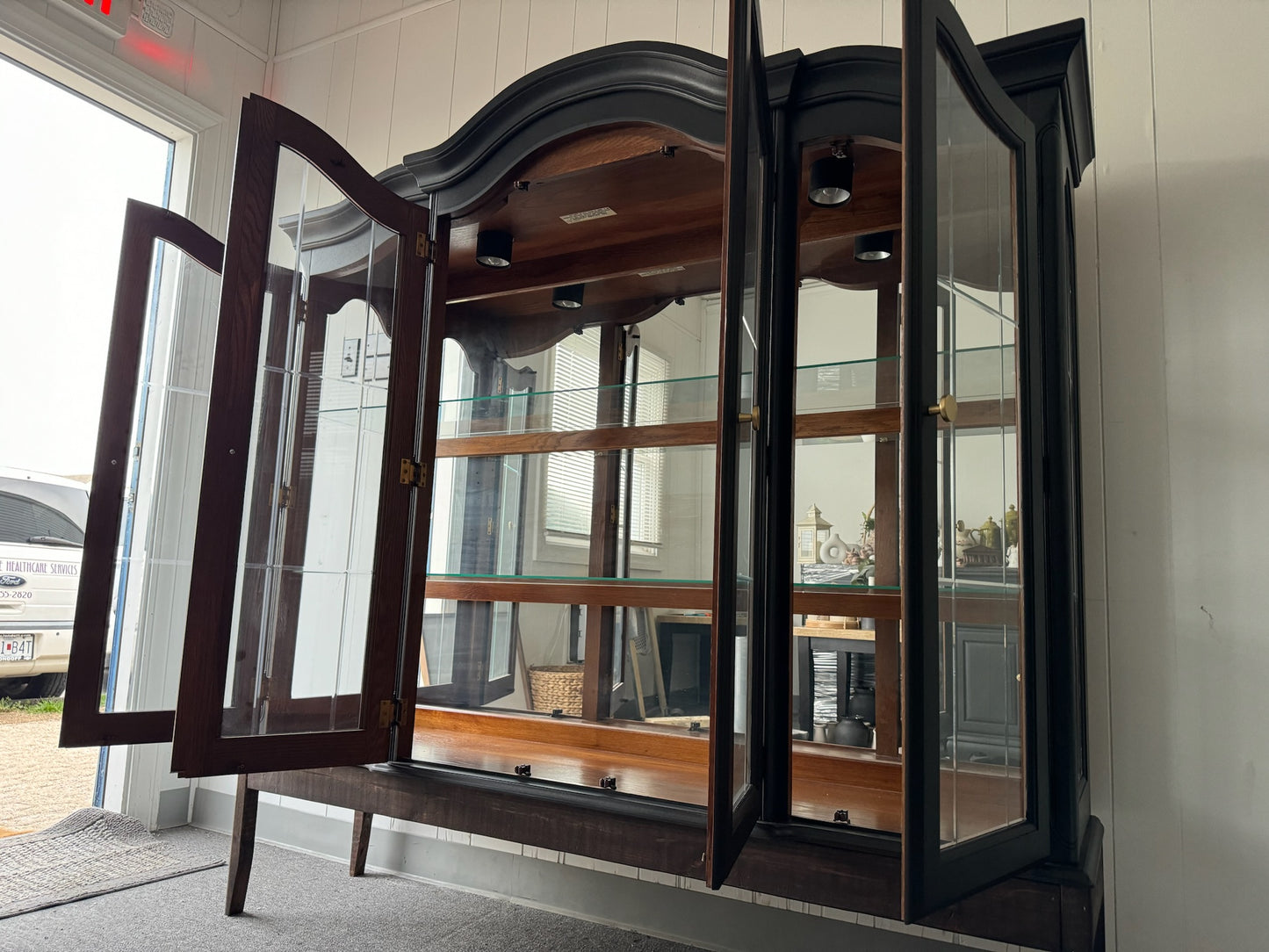 Black Hutch with Wood Base