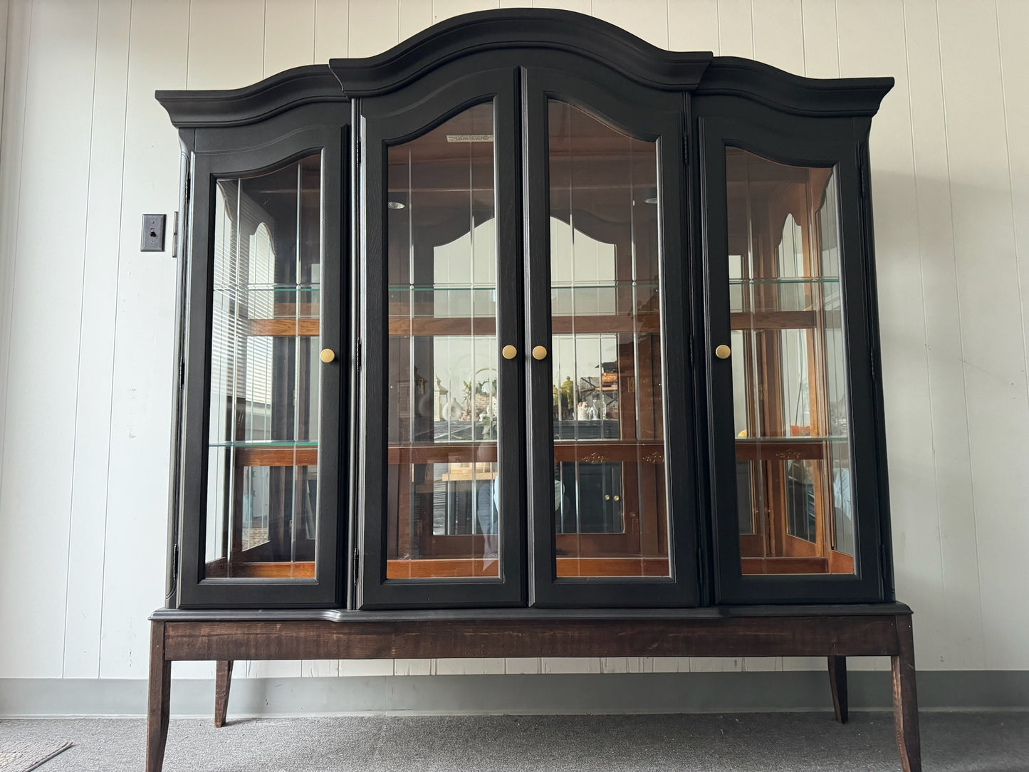 Black Hutch with Wood Base