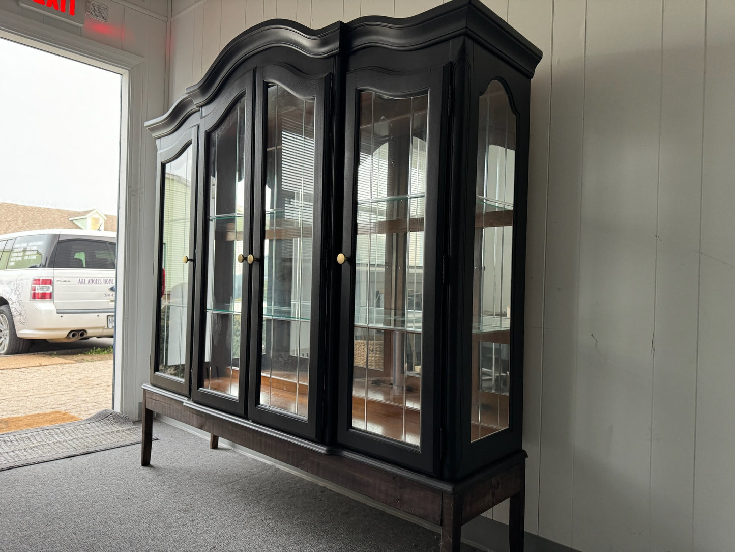 Black Hutch with Wood Base