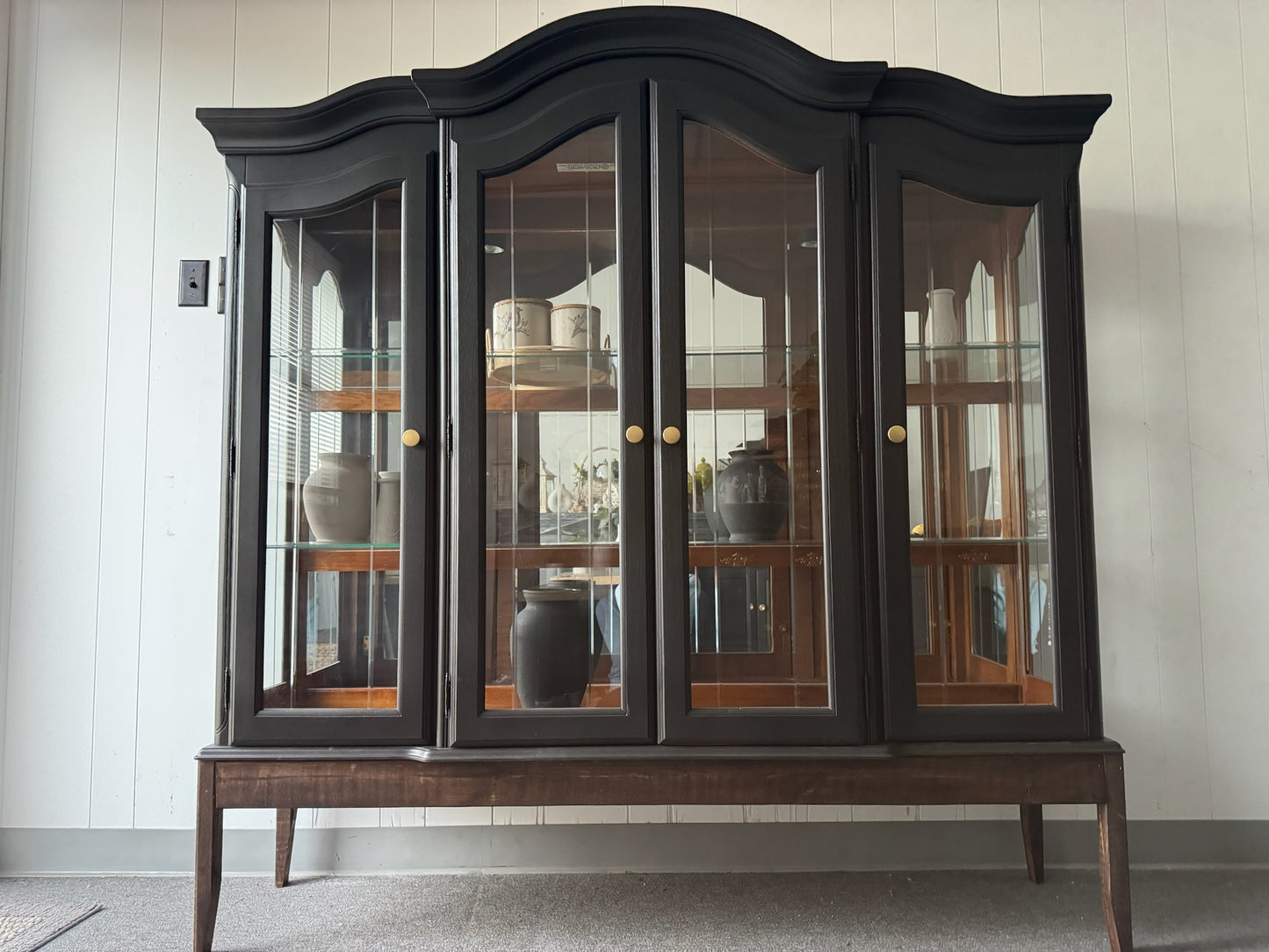 Black Hutch with Wood Base