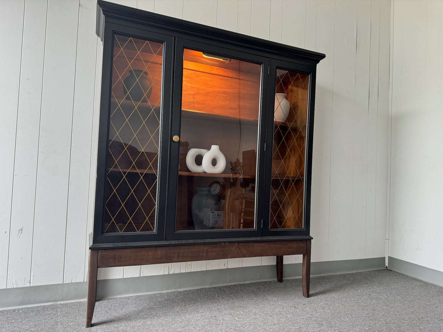 Black Hutch with Wood Base (Delivery Available)