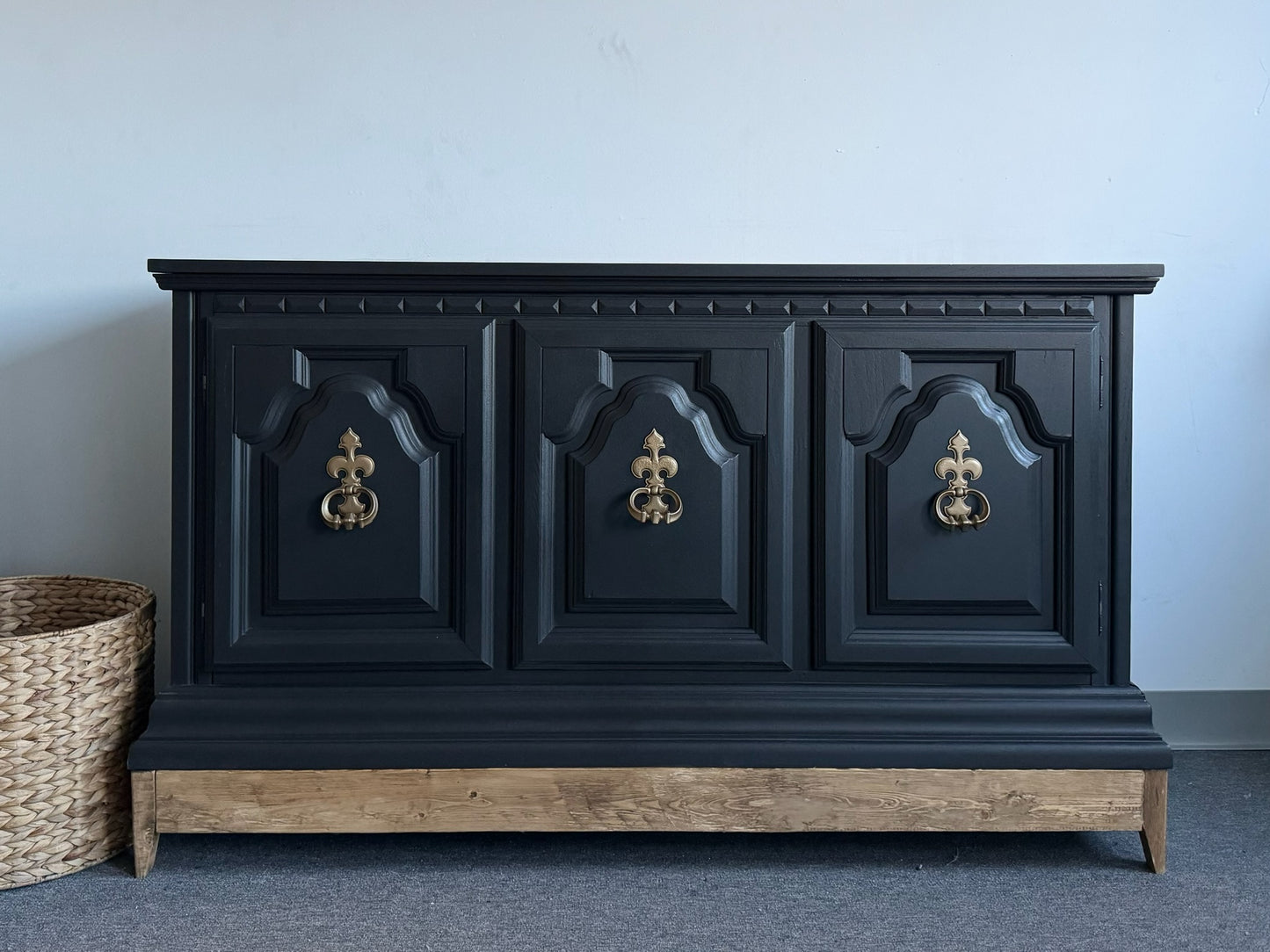 Black Buffet with Wood Base