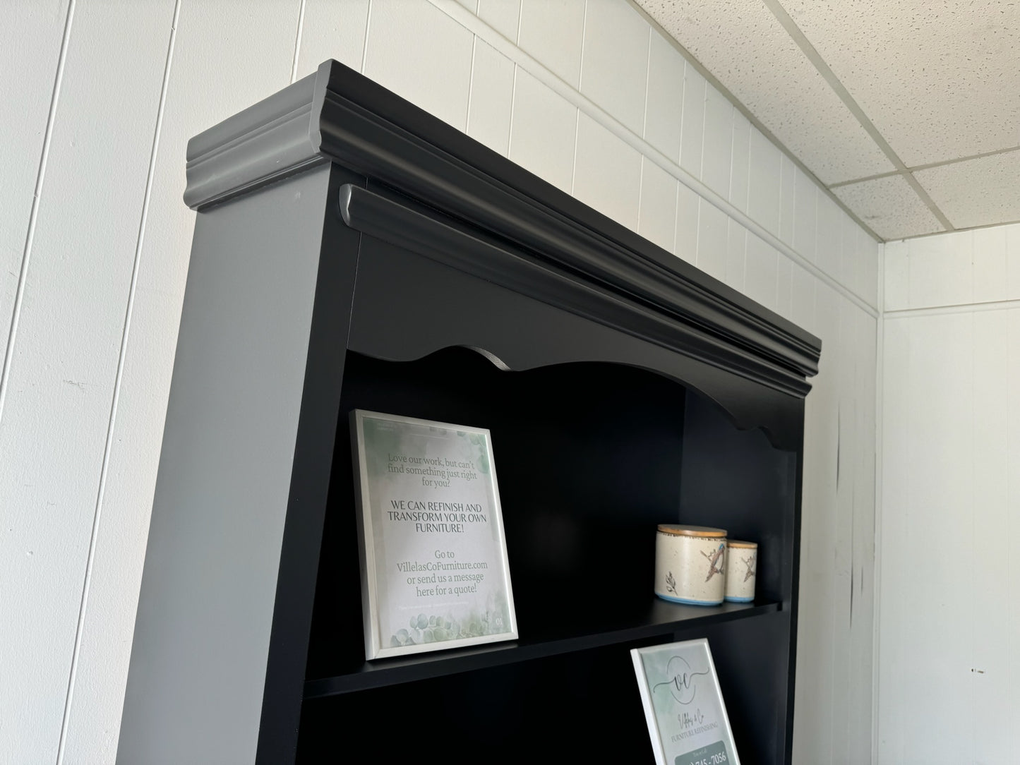 Black hutch/ sideboard with shelves