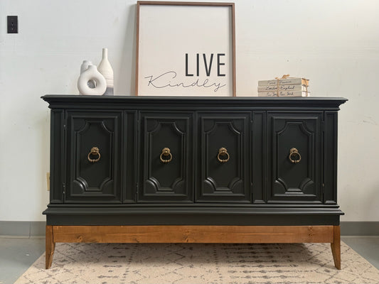 Deep Green Buffet with Custom Wood Base